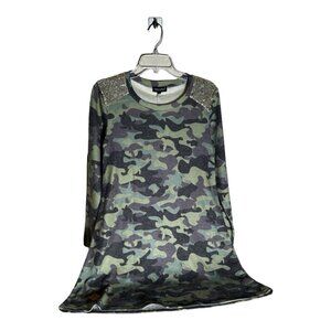 Simply Southern Camo Green Turtles & Gold Sequin Sweater Dress, Size S (4-6) New